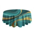 thumbnail image 5 of Teal Gold Marble Pattern Round Tablecloth 60"x60",Wrinkle Wipeable Table Cloth for Kitchen Dining Room Picnic Patio Party, 5 of 6
