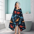 thumbnail image 6 of Dinosaur and Bone Silhouette Pattern Hooded Bath Towel，60"x35" for Ages 3 To 12 Kids, Quick Dry Lightweight Soft Microfiber Hood Beach Towel Cover Up for Kids, 6 of 7