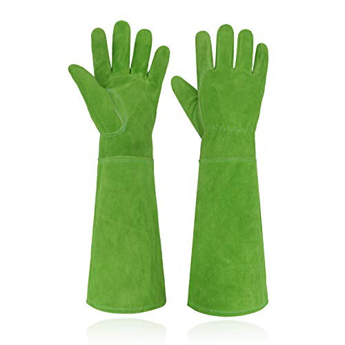Ladies Gardening Gloves Cowhide Leather Long Cuff Thornproof Women Garden Gloves 