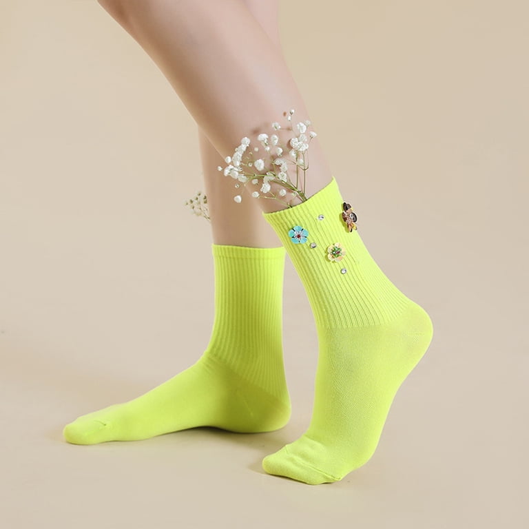 KDSJSXW Mens Socks Low Cut Womens Dress Socks Lightweight Thin Casual Crew  Calf Solid Color Socks Flower Butterfly Socks Tall Socks (Green,One Size) -  Walmart.com