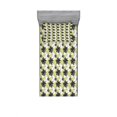 thumbnail image 2 of Ambesonne Modern Fitted Sheet & Pillow Sham Set, Flourishing Flowers Art, Full, Grey Black Pale Green, 2 of 3
