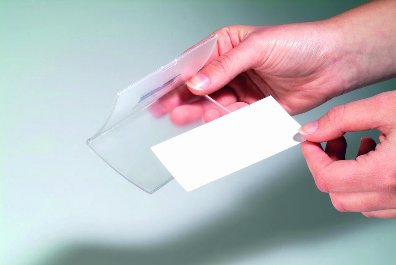 DURABLE Click Fold Badge Holders with Strap Clip, 2-1/8" x 3-5/8", Clear, Pack of 25 (821619)
