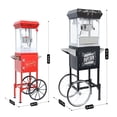 thumbnail image 2 of JXXRZ 8 Oz Popcorn Machine with Trolley, 640W Commercial Popcorn Maker, Pot Produces 48 Servings Each Cycle, Vintage Popcorn Cart with Hardened Glass, Comes with 3 Ladles,Black, 2 of 9