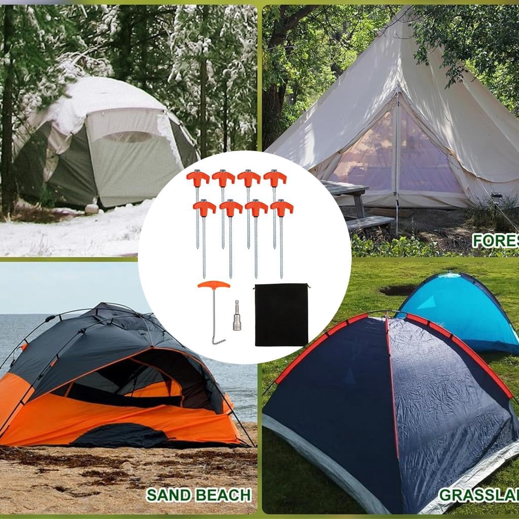 CEORPER 8Pcs Screw Thread Tent Stakes Pin Campings Tent Peg with Hexagon Socket