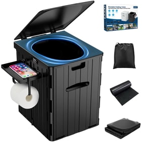 Wadeo XL Portable Toilet with Detachable Phone Shelf