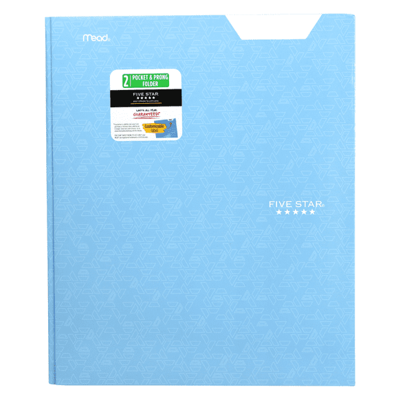 Five Star Pocket & Prong Paper Folder [Geometric Pattern]: 9 in. x 11 in. (Light Blue) 1 folder