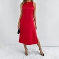 thumbnail image 3 of Women's Sleeveless Round Neck Split Hem Dress - Flowy Casual Summer Party Outfit - Loose Fit - XS-XXL Sizes, 3 of 8