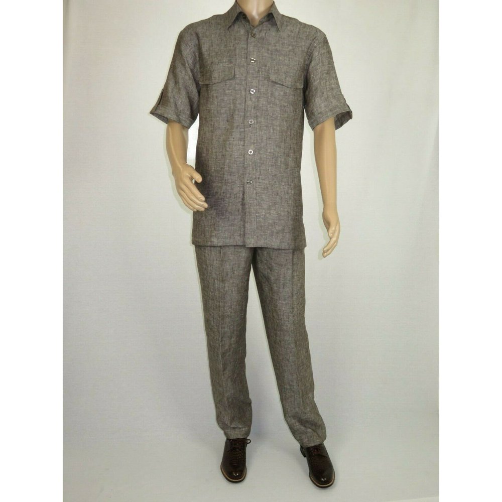 mens 2pc linen walking Set By Apollo King Summer Leisure suit SL208
