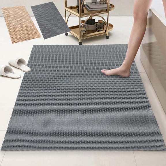 Yhmxh Large Non Slip Shower Mat - 16" x 31.5" Anti Slip Shower Mat with Drain Hole for Inside Shower, Trimmable PVC Shower Floor Mat for Shower Stall, Bathroom, Tub, Quick Drying Non Slip Bath Mat