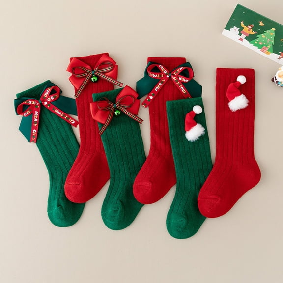 NAISIBABY Boys Girls Christmas Socks (0-4T), Soft Breathable Stretch Cotton Kids Funny Festival Socking Watermelon Red 2T