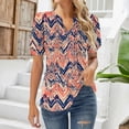 thumbnail image 2 of Womens Shirts Summer V Neck Tops Puff Short Sleeve T Shirt Pleated Floral Printed Tunic Blouse Shirts Womens Tops, 2 of 7