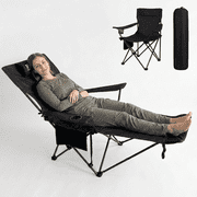 DXZ Folding Reclining Chair with Adjustable Backrest & Removable Footrest, Portable Outdoor Camping Chair with Cup Holder and Side Pocket for Beach, Patio, Lawn & Backyard