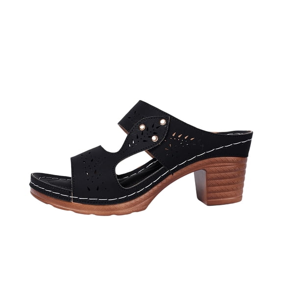 Sandalias de la Boca Del Pez Del Tacón Del Bloque Brillante de las Zapatillas de Verano de las Mujeres, Zapatos de la Correa Del Tobillo Del Tacón Grueso Del Cuero de Patente