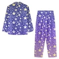 thumbnail image 4 of Renewold Fashion Nightwear for Women Skin Friendly Moon Stars Button Down Pajamas Sets of 2 Warm Purple Long-Sleeve Comfy Indoor Life Pjs Sweatpants Relaxed Loungewear Size S, 4 of 6