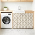 thumbnail image 3 of Beige Moroccan Sink Skirt 11"W x 13"L,Dustproof Under Sink Curtain Skirt for Bathroom Kitchen,Morocco Geometric Quatrefoil Lattice Adhesive Short Curtain Vanity Cover for Laundry Closet Shoe Rack, 3 of 8