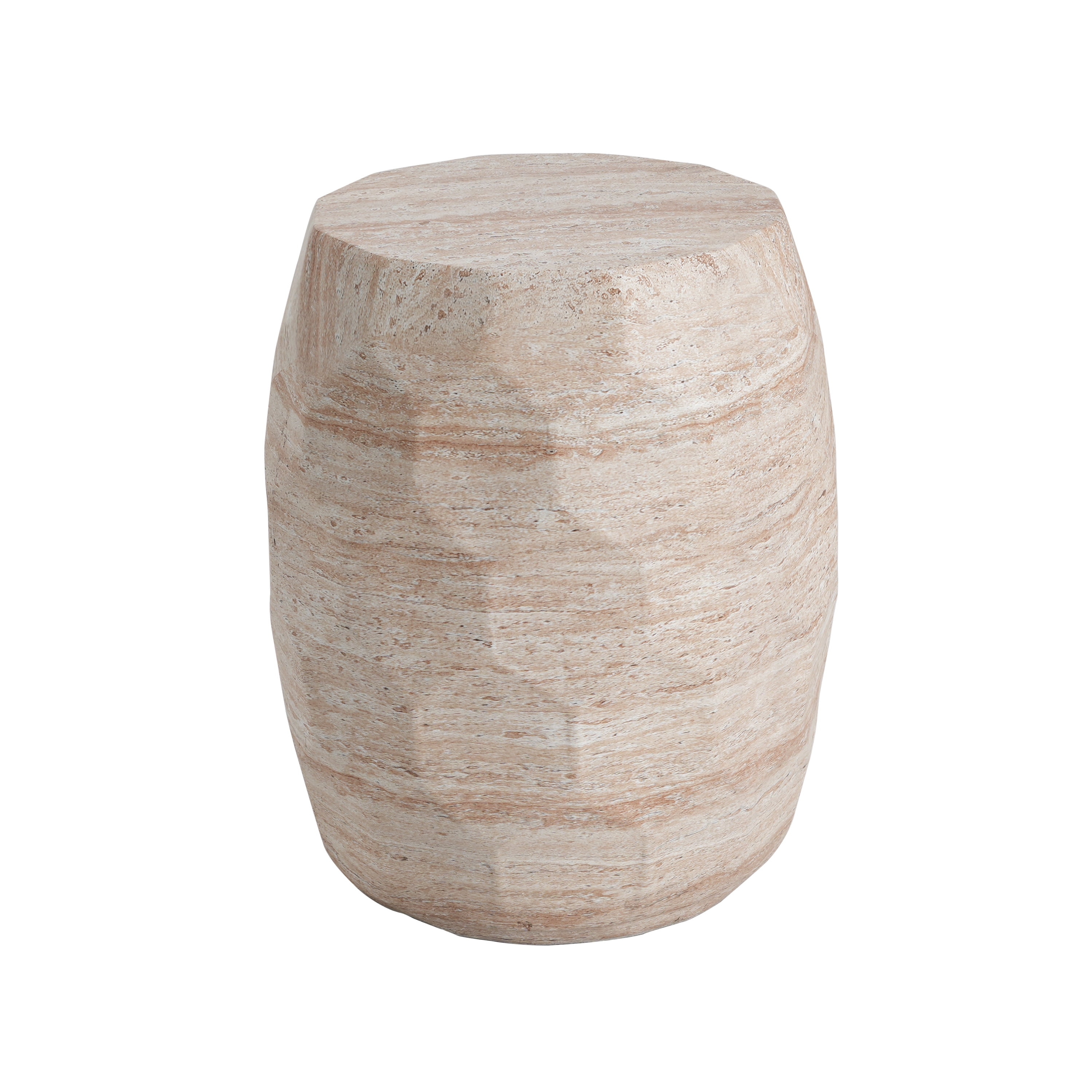 Side Table, Outdoor Indoor Lightweight Concrete Table for Patio Balcony Garden, Travertine Finish