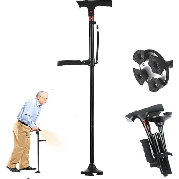 Cane Hero Walking Cane, 2025 New Walking Cane for Men & Women with Alarm, LED Light and Foldable Handle, Adjustable, Lightweight, Foldable, Secure, and Designed for Everyday Support