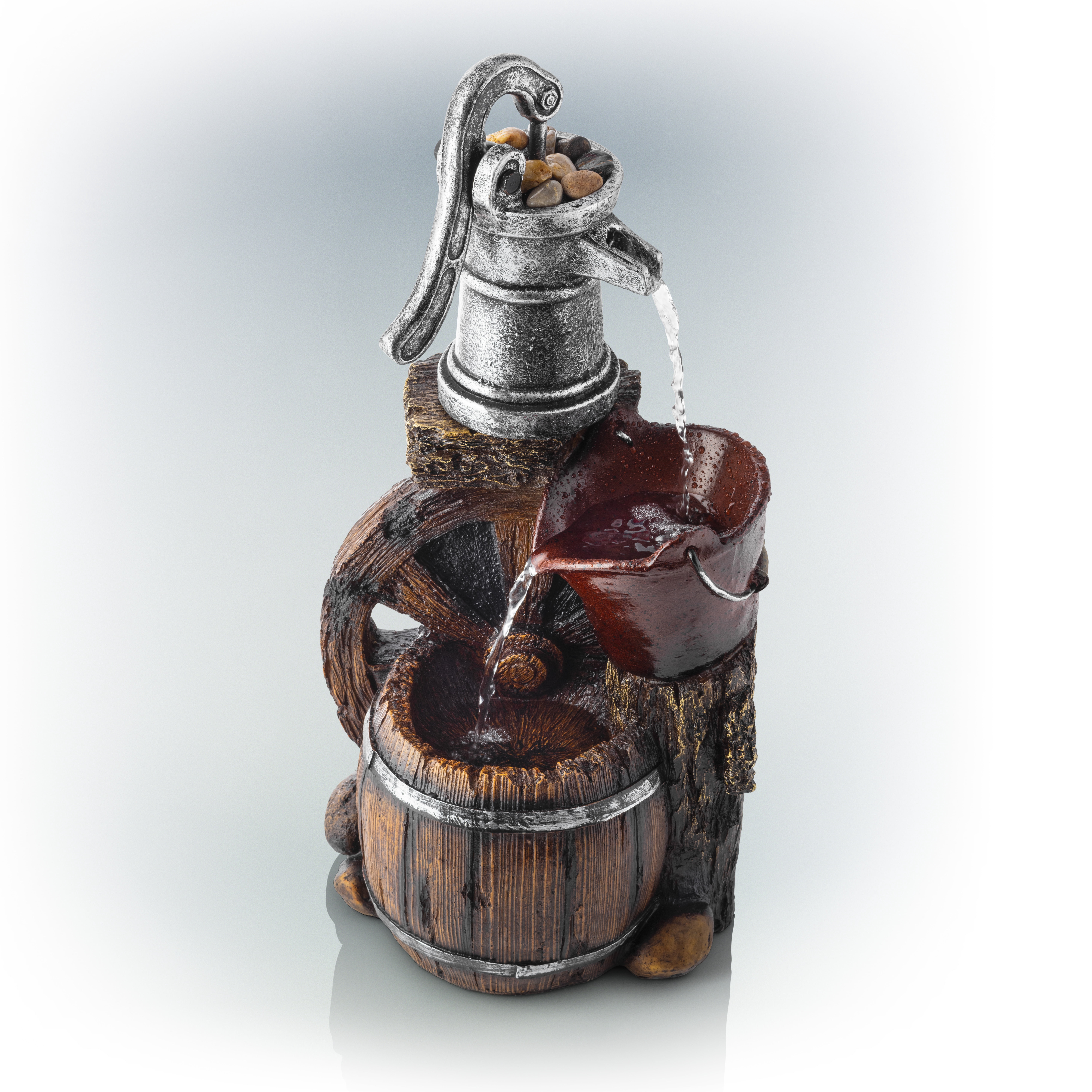 Alpine Corporation 24" Outdoor 3-Tier Old-Fashioned Pump Fountain