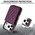 thumbnail image 7 of For Apple iPhone 17 Pro Max Argyle Pattern PU Leather RFID Blocking Protective Purse Wallet Case Magnetic Flip Cover Multi-Card Slots Pocket With Detachable Shoulder Strap,Dark purple, 7 of 7
