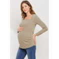 thumbnail image 2 of Solid Ruched Long Sleeve Square Neck Maternity Top, 2 of 3