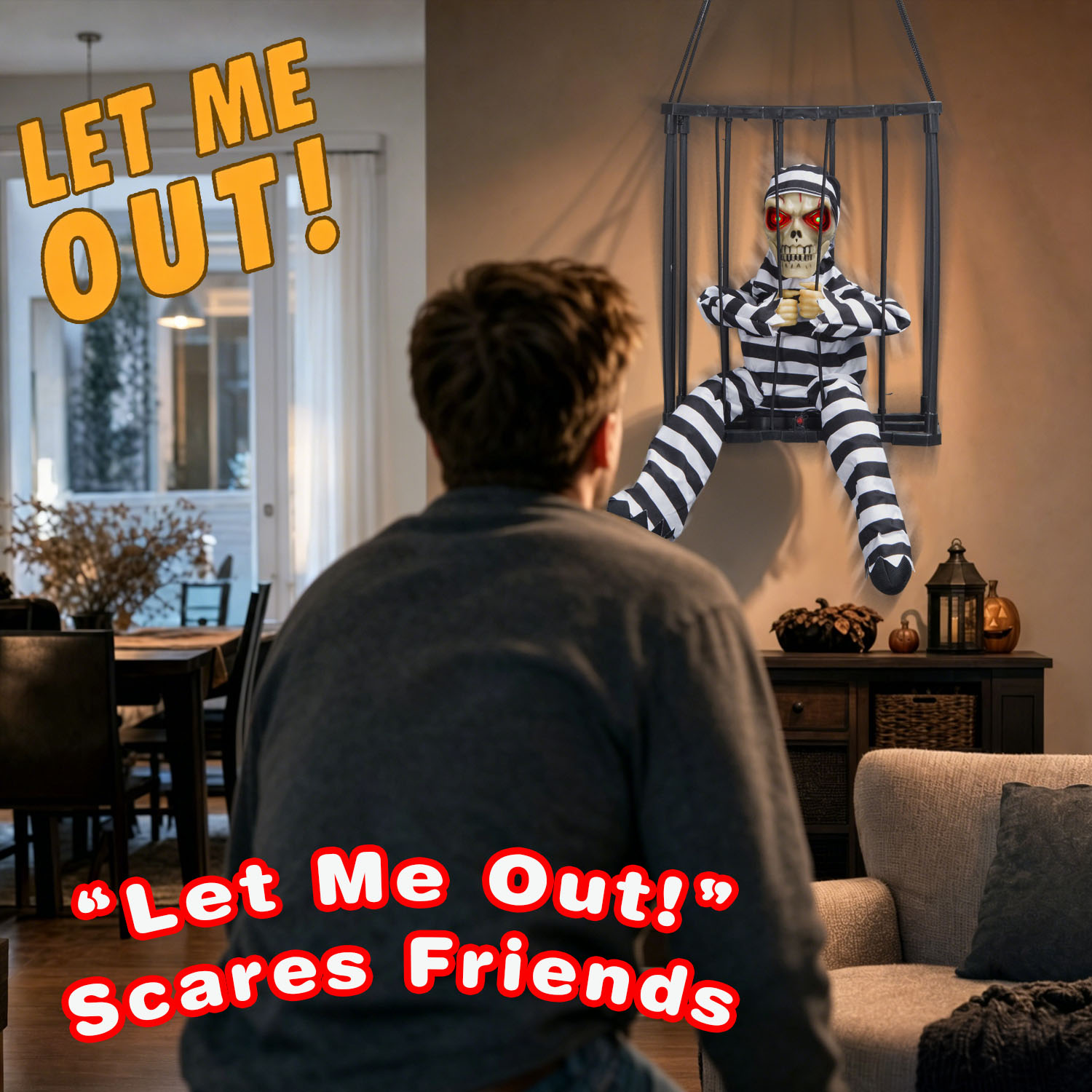 Magotan Screaming Animated Prisoner Cage Halloween Decoration photo 3