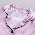 thumbnail image 3 of LNMQLPDBS Baby Girl Outfits Summer Silk Satin Loungewear Set Trendy Print Comfy Outfit Short Sleeve Button-Down Shirts and Pants 2Pcs Clothes Set, 3 of 7