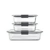 Rubbermaid Brilliance Glass Food Storage Containers, Set of 3 Food Containers with Lids (6 Pieces Total), BPA Free and Leak Proof