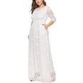 thumbnail image 6 of Eternatastic Womens Floral Lace 2/3 Sleeves Maxi Dress Evening Party Long Dress 3XL White, 6 of 6
