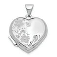 thumbnail image 1 of 14k White Gold Polished Heart-Shaped Floral Locket, 1 of 3