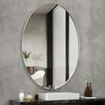 thumbnail image 3 of PAIHOME 22X30 Oval Metal Frame Mirror Bathroom Mirror Wall Mirror, Stainless Steel Frame, Silver, 3 of 7