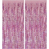 Pink Streamers Fringe Backdrop Tinsel Foil Fringe Curtains Wavy Backdrop for Parties Sparkle Metallic Wavy Foil Fringe Backdrop Curtain Photo Booth Props for Birthday Wedding