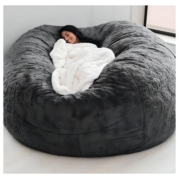 Brythos Extra Large Bean Bag Chair Cover for Adults, Dark Grey 150x75cm, Machine Washable & Double Stitched, Foam Not Included