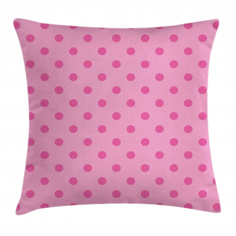 Hot Pink Throw Pillow Cushion Cover, Classical Simplistic Pattern Design with Small Pink Dots