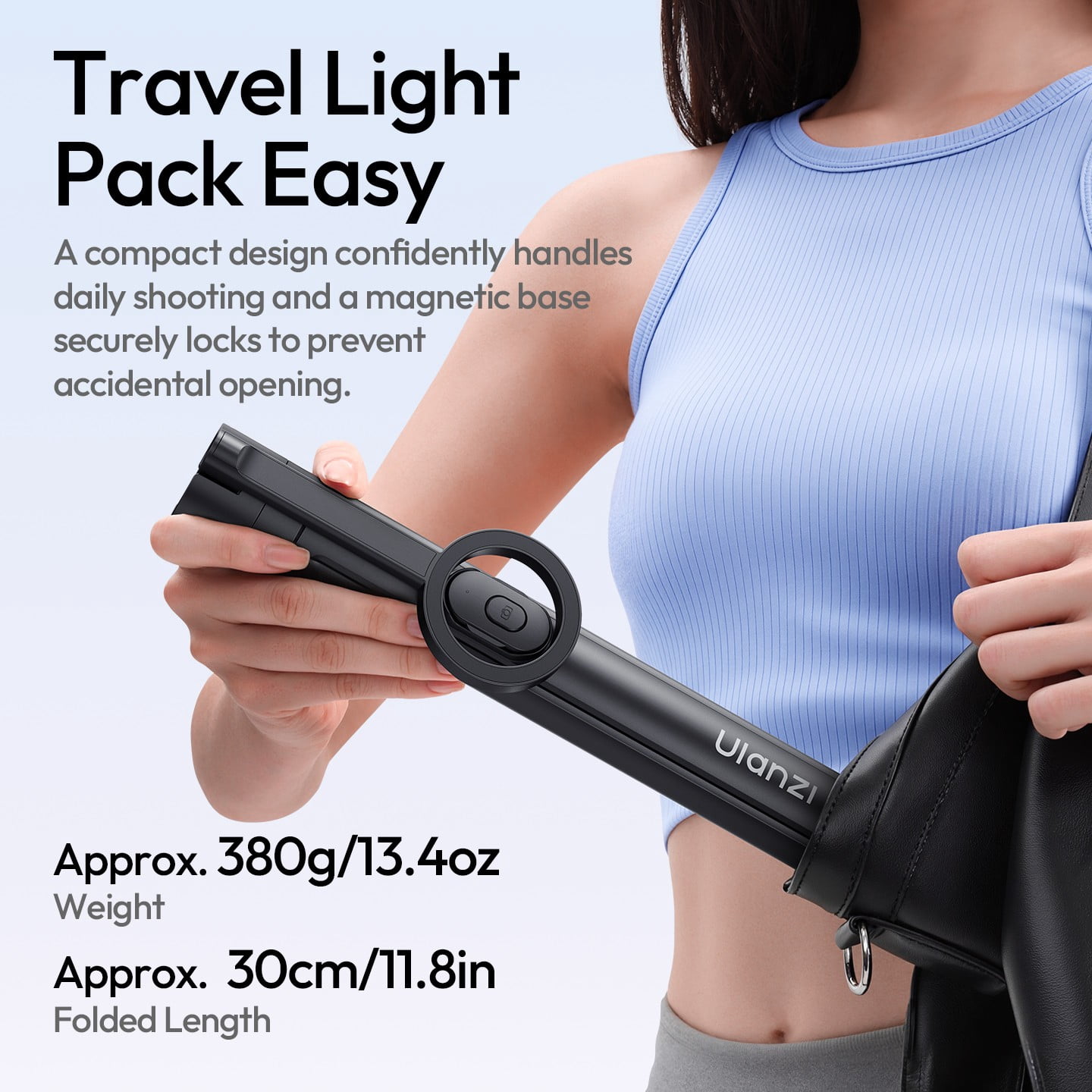 Ulanzi SK-21 Magnetic Auto-Open Tripod Selfie Stick Compatible with iPhone & Android, Extendable 6ft Tripod with Wireless Remote, Portable Magnetic Phone Stand for Travel, Vlogging