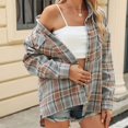 thumbnail image 5 of vigerkar Women's Oversized Plaid Flannel Button Down Long Sleeve Fall Winter Jacket (Light Gray, XL), 5 of 6