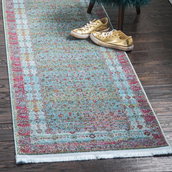 Unique Loom Baracoa Collection Area Rug - Almendares (2' 7" x 10' Runner Blue/Ivory)