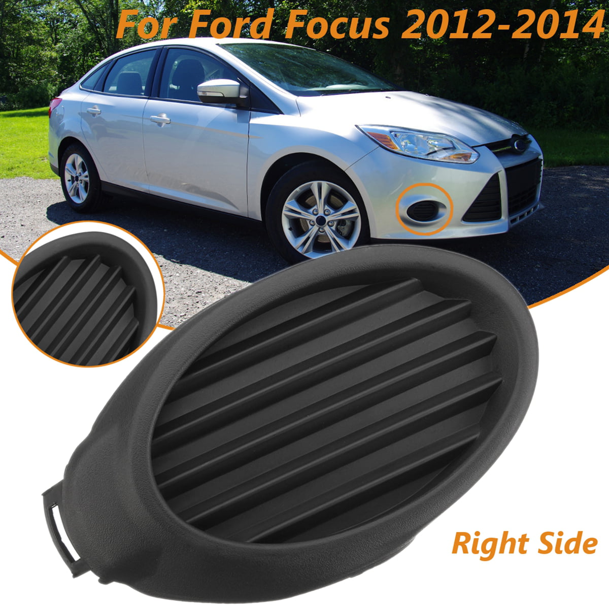 2Psc Front Chrome Fog light Lamp Cover Bezel Housing for Ford Focus 2012-2014 