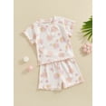 thumbnail image 4 of Musuos Toddler Girls Shorts Set, 6 12 18 24M 3 4Y Flower Print Short Sleeve Crew Neck T-shirt with Shorts Summer Cute Outfit, 4 of 10