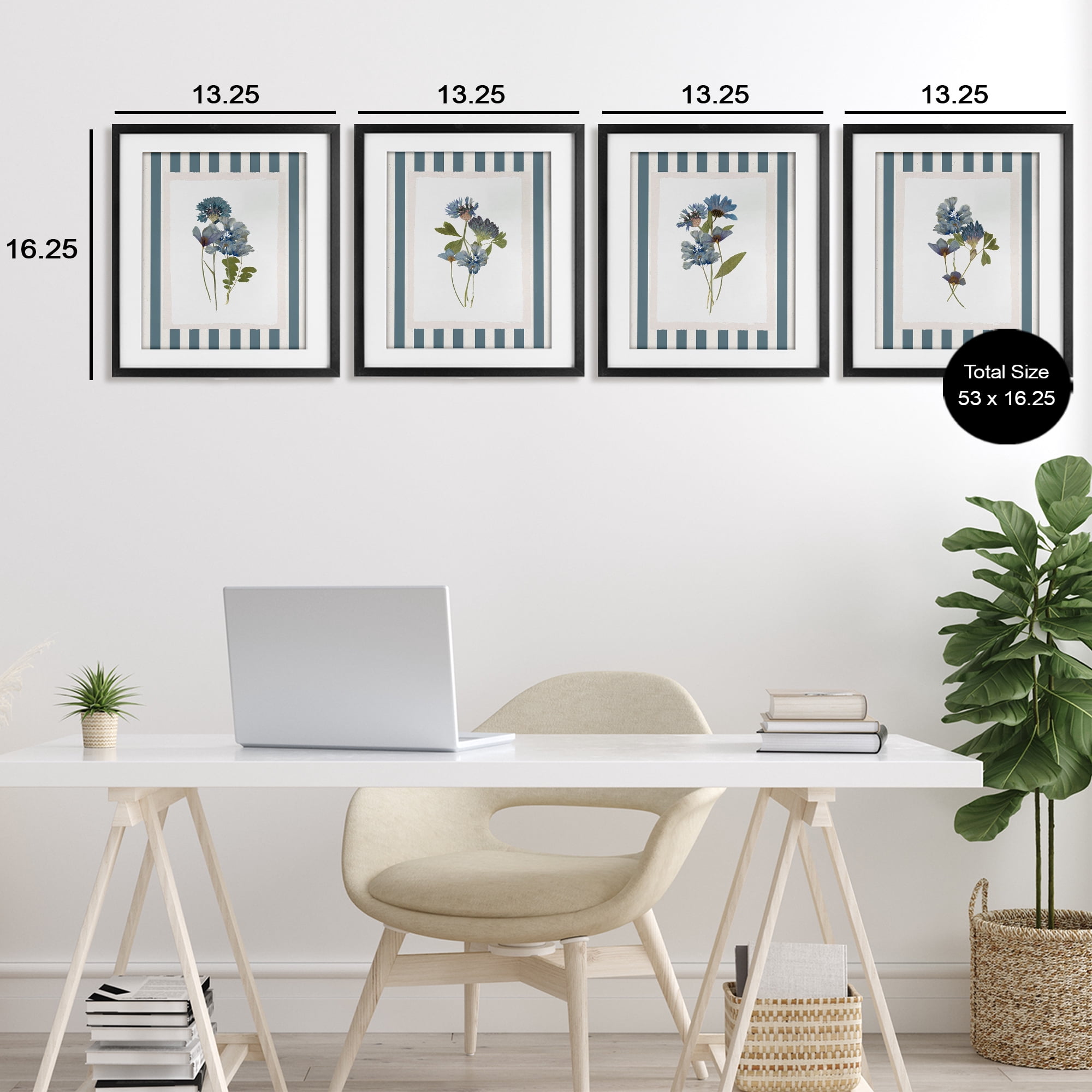 Stupell Industries Summer Memory Florals 4 Piece Black Framed Print Under Glass Set, design by Val Rhodes