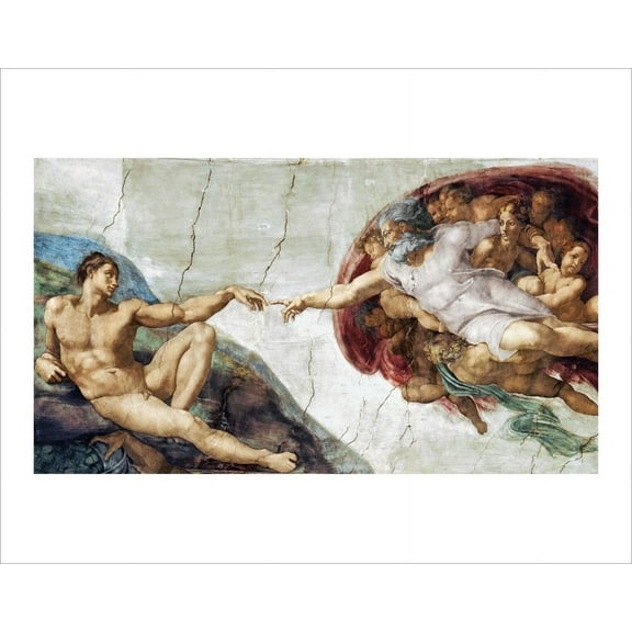 The Creation of Adam Hands by Michelangelo Mini Poster - 14" x 11"