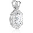 thumbnail image 2 of 14K Solid White Gold Lab Grown Moissanite Halo Pendant Necklace | Oval Cut 6x4mm (0.50 CTW) | Double Loop Bail| 16" to 18" Adjustable Box Chain | Luxury Gift for Women | by Jewelaura, 2 of 8