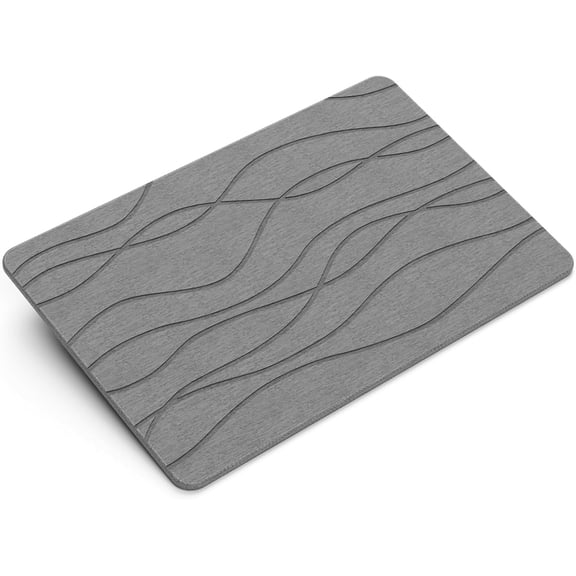Stone Bath Mat Quick Dry, Diatomaceous Earth Shower Mat, Non-Slip Bath Mat for Bathroom, Super Absorbent Bath Mat Large, Bath Mat 23.5" x 15.5", Gray