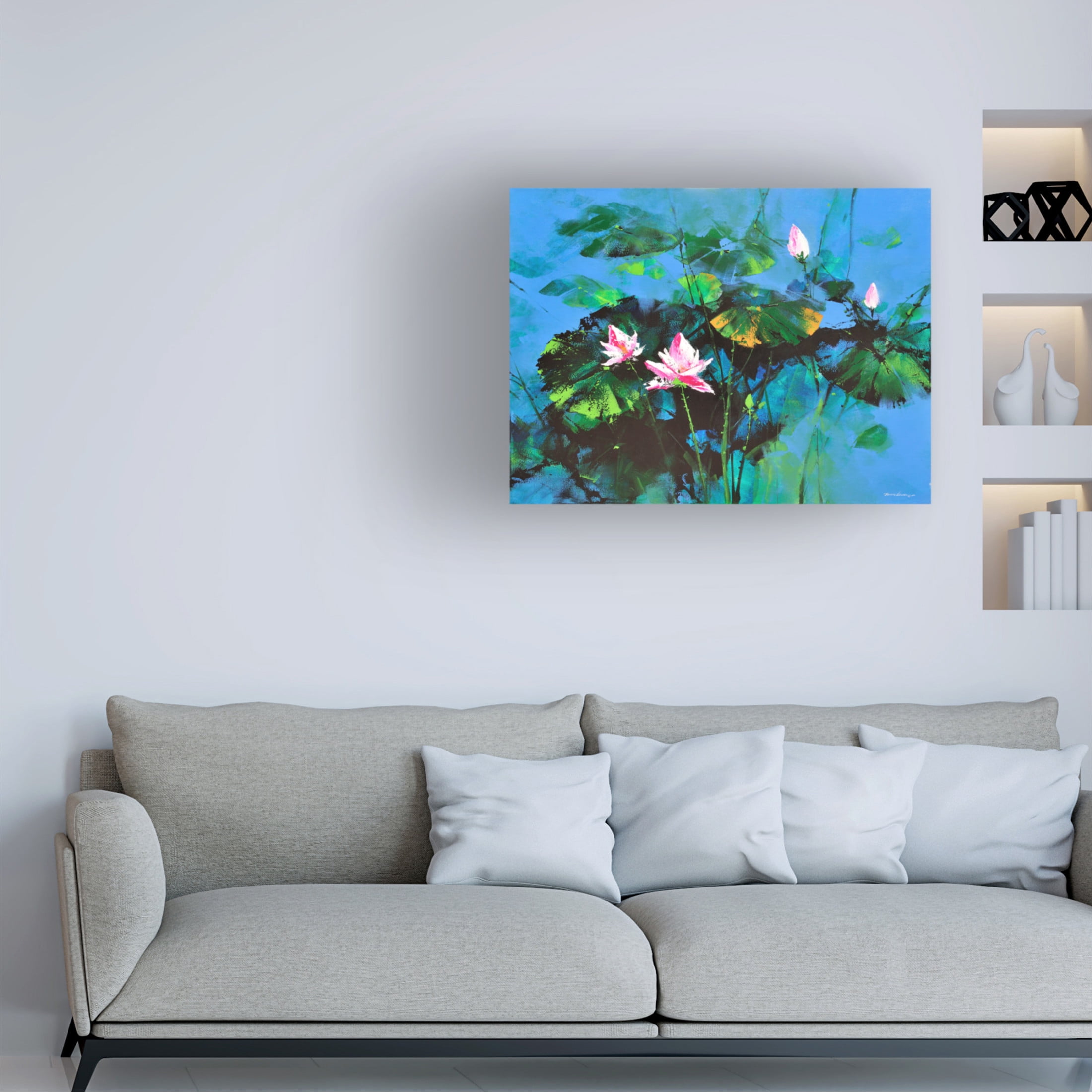 Canvas Wall Art - Thomas Leung 'Lily Pond' Wall Art for Living Room, Bedroom, or Office Décor by Trademark Fine Art - 24 x 18 Inches