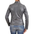 thumbnail image 2 of Womens Genuine Lambskin Leather Jacket Motorcycle Biker Leather Jacket W050, 2 of 3