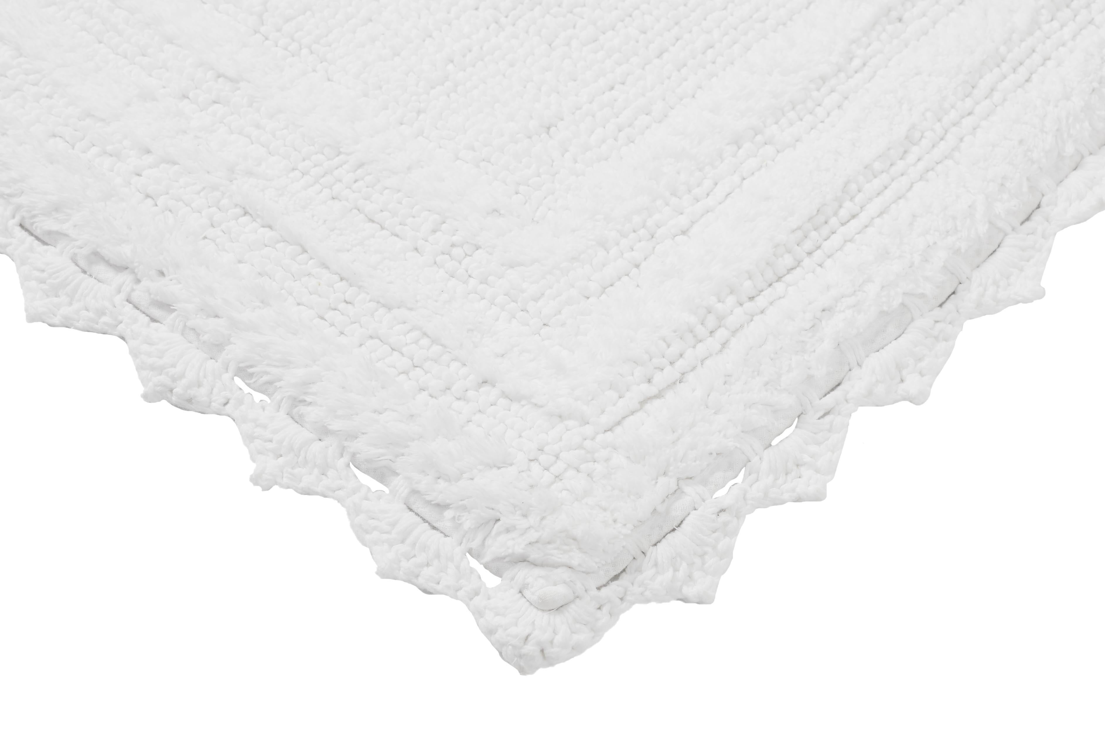 Better Trends 2 Piece Bathroom Rugs Set 100% Cotton, Soft Tufted Bath Mat, Water Absorbent & Reversible Bath Rug (White) Lilly Crochet Collection
