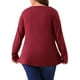 thumbnail image 4 of Agnes Orinda Blusas de Talla Grande para Mujeres con Mangas Largas y Botones Decorativos 4X Burdeos, 4 of 8