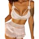 thumbnail image 2 of VISgogo Conjunto de lencería de encaje de malla transparente para mujer, sujetador recortado con escote en V profundo de corte bajo con dobladillo des de tul, ropa interior sexy de 2 piezas VISgogo moda, 2 of 5