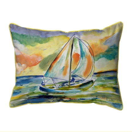 Betsy Drake Interiors Orange Sailboat Small Indoor/Outdoor Pillow 11x14