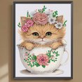 thumbnail image 2 of Pintura de diamante 5D DIY JShteea forma especial parcial decoración de gatito de taza de té 30x40cm, 2 of 9