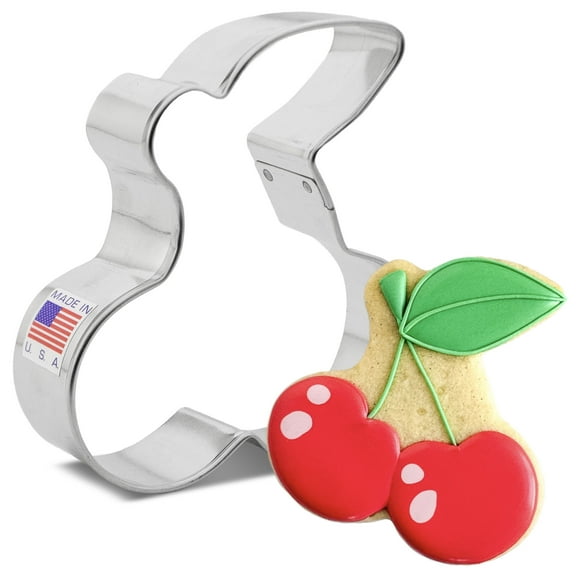 Cherries Cookie Cutter, 3.6" Made in USA by Ann Clark